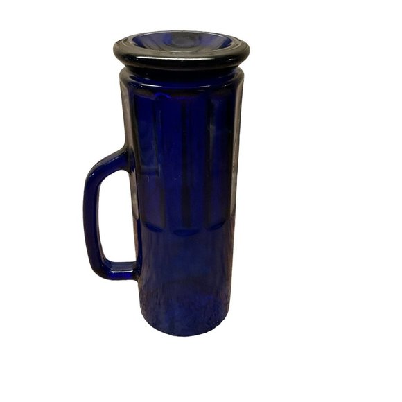 Cobalt Blue Heavy Glass 8.25 Inch Tall Beer Coffee Mug Holds 16 OZS - Picture 5 of 6